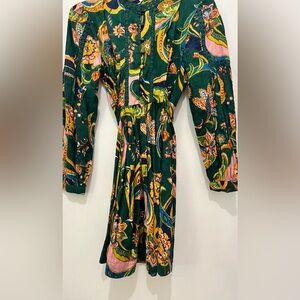 Green floral printed dress